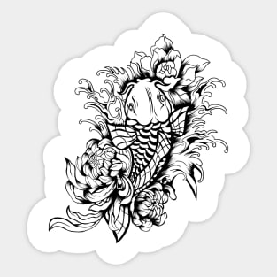 Betta Fish Flower Lineart Sticker
